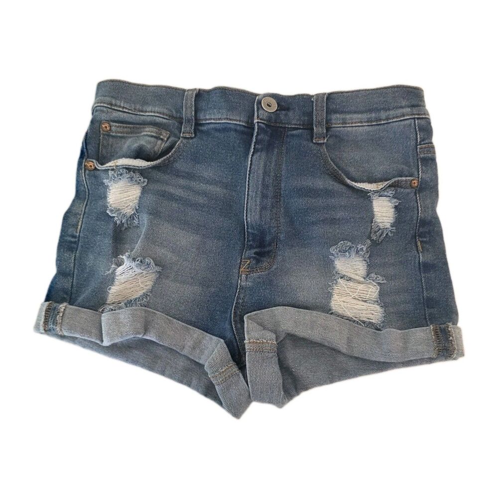 Wallflower Stellar High Rise Distressed Cuffed Denim Jean Shorts Size 9